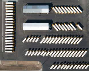 Overhead view of medical distribution trucks