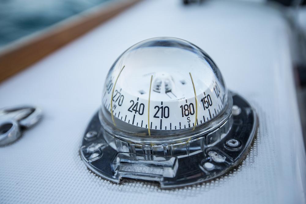 Navigational compass implying course correction