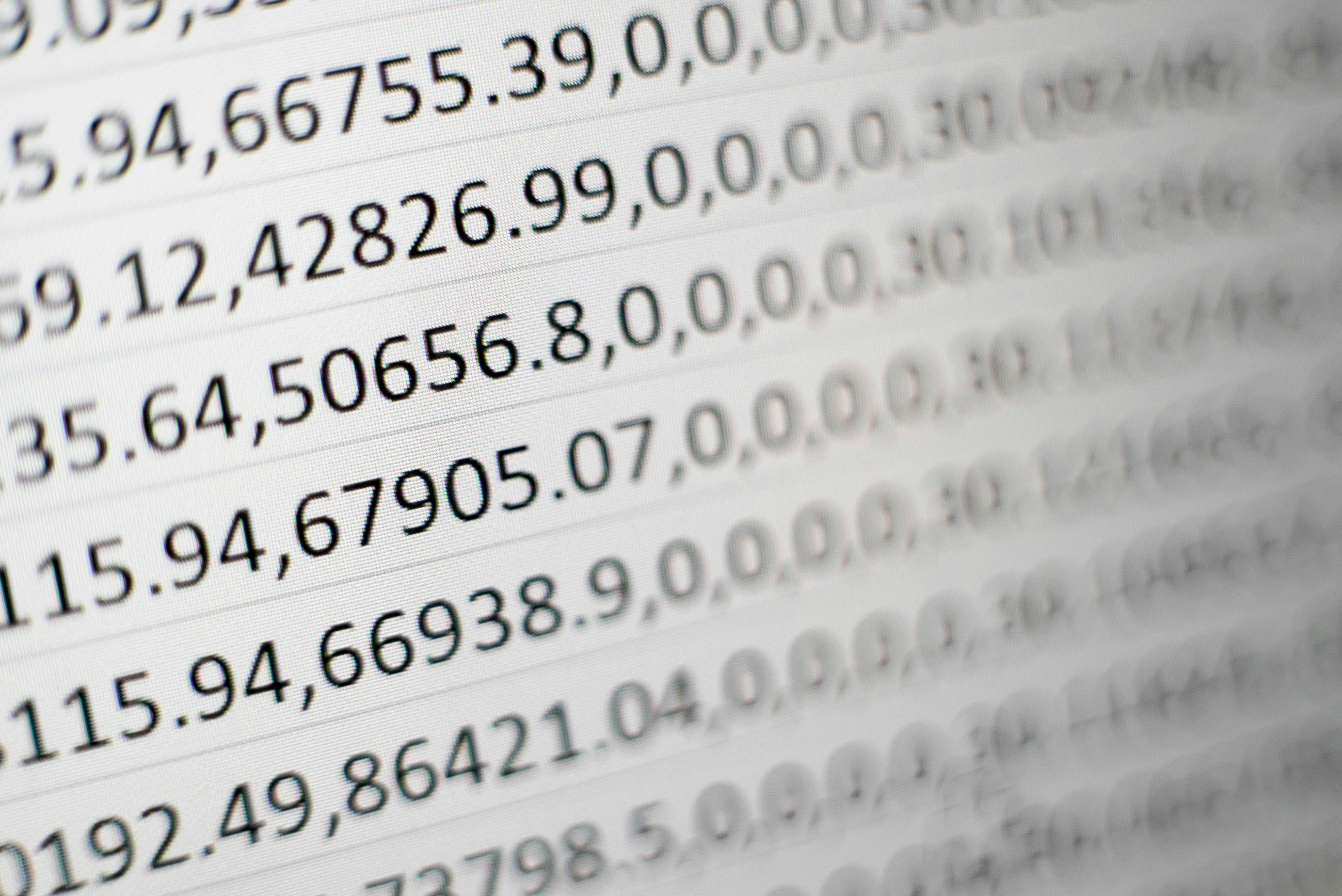 Spreadsheet with numbers representing a slower, more manual process of compliance.