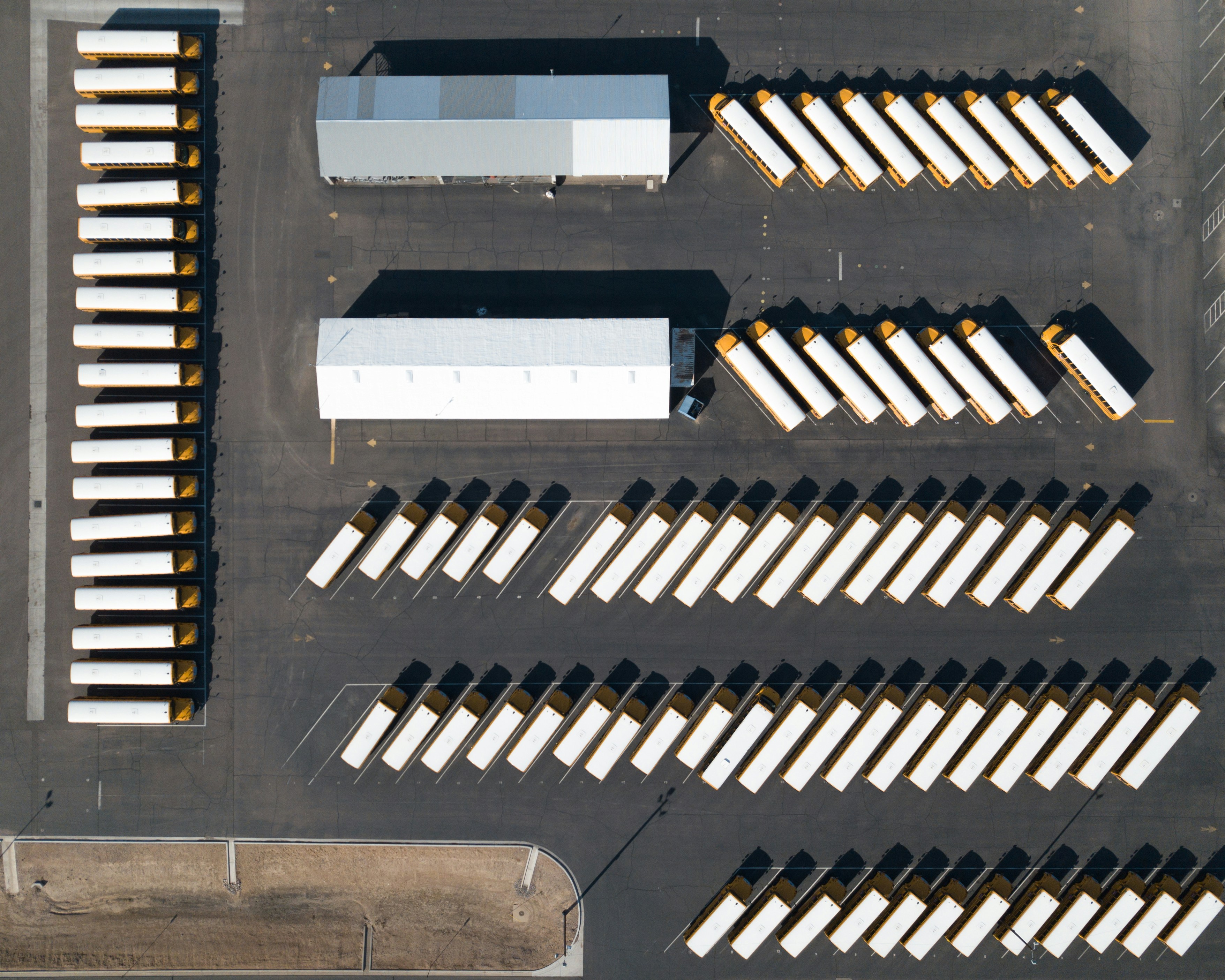 Overhead view of medical distribution trucks